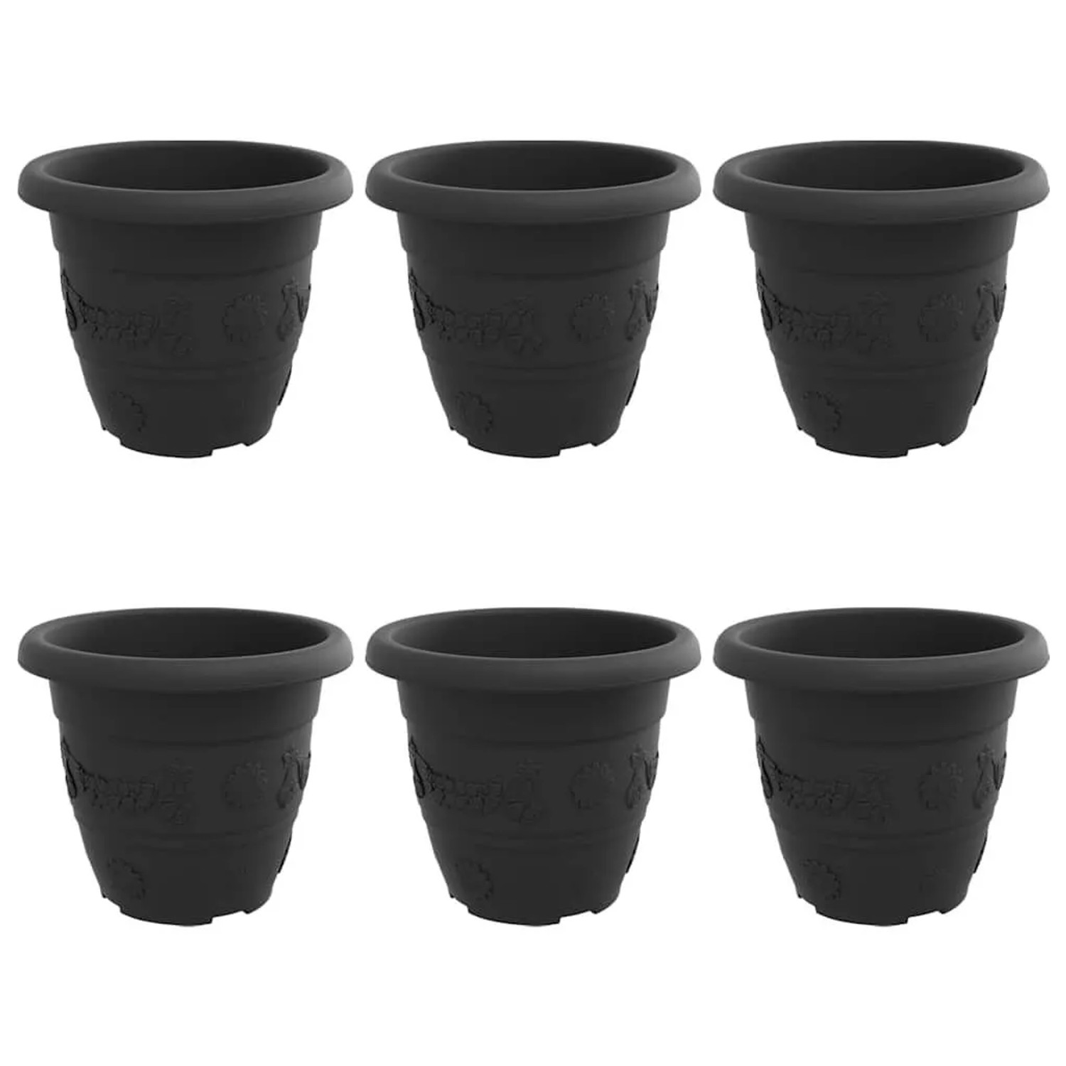 vidaXL Runder Blumentopf 6 Stk Schwarz Ø 26 x 21,5 cm Kunststoff 42020284