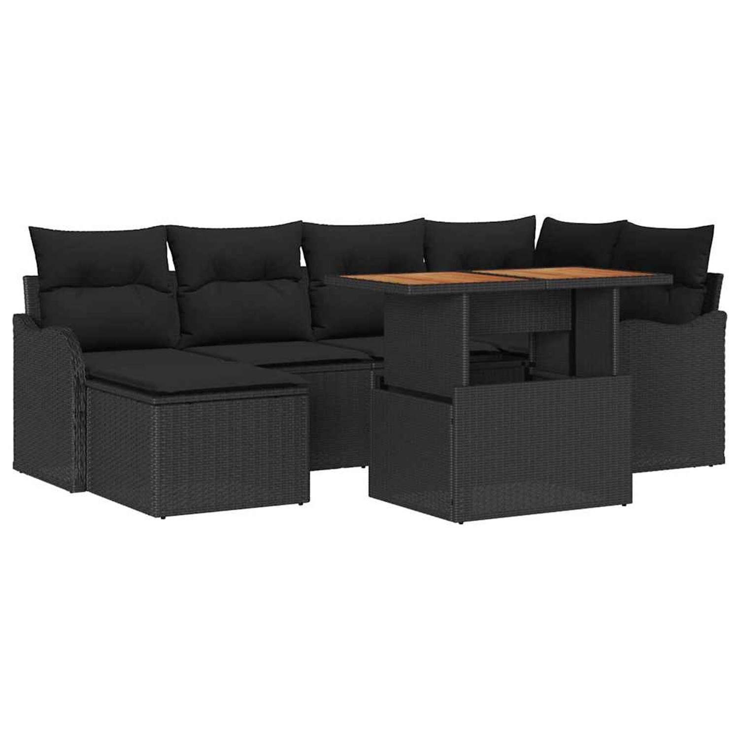vidaXL Garten-Sofa-Set mit Speicher 7-Tlg Schwarz Poly Rattan 3358221 günstig online kaufen