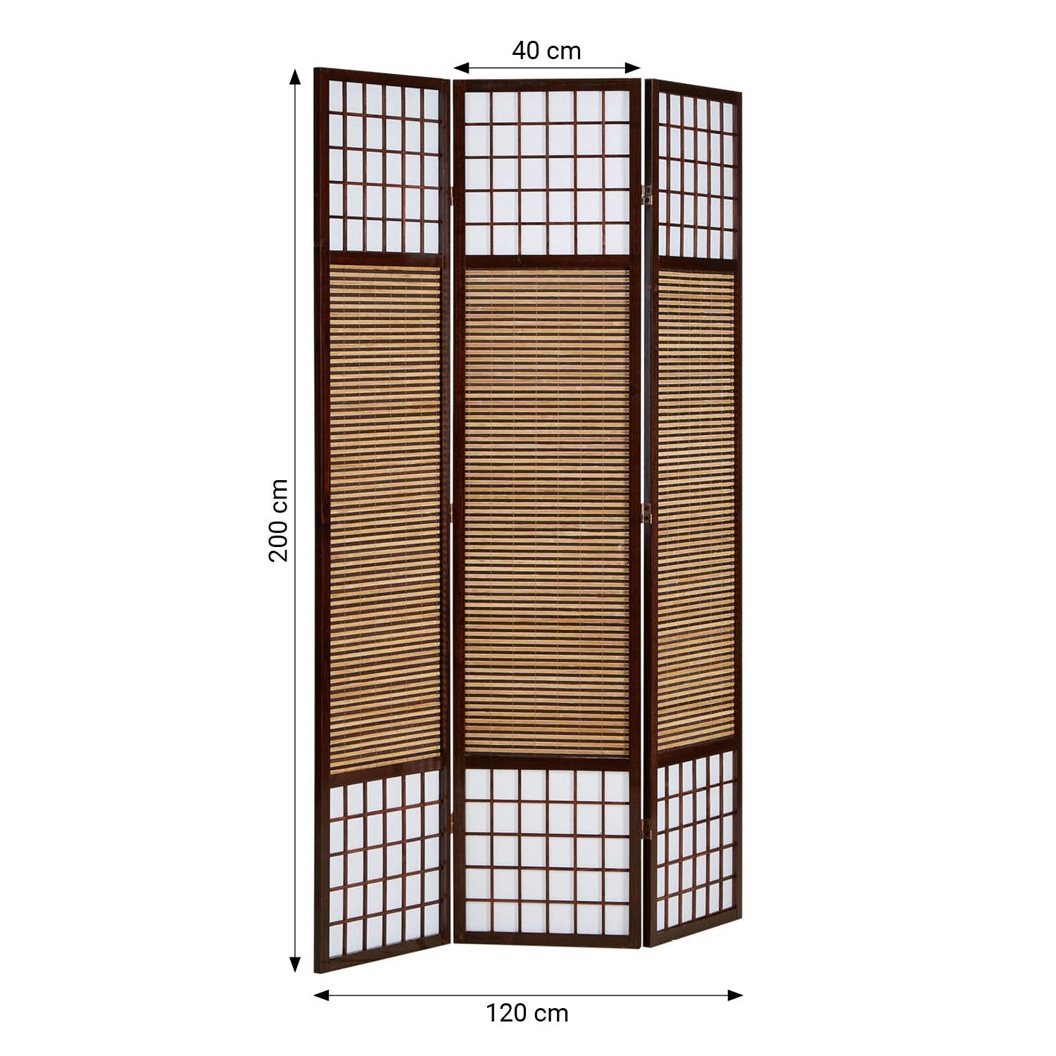 Homestyle4u 3-tlg. Paravent in Braun 120x200 cm 875_3