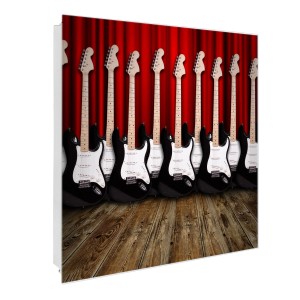 Banjado Schlüsselkasten mit E-Gitarren Motiv, Magnettafel, beschreibbar, 30x30cm.
