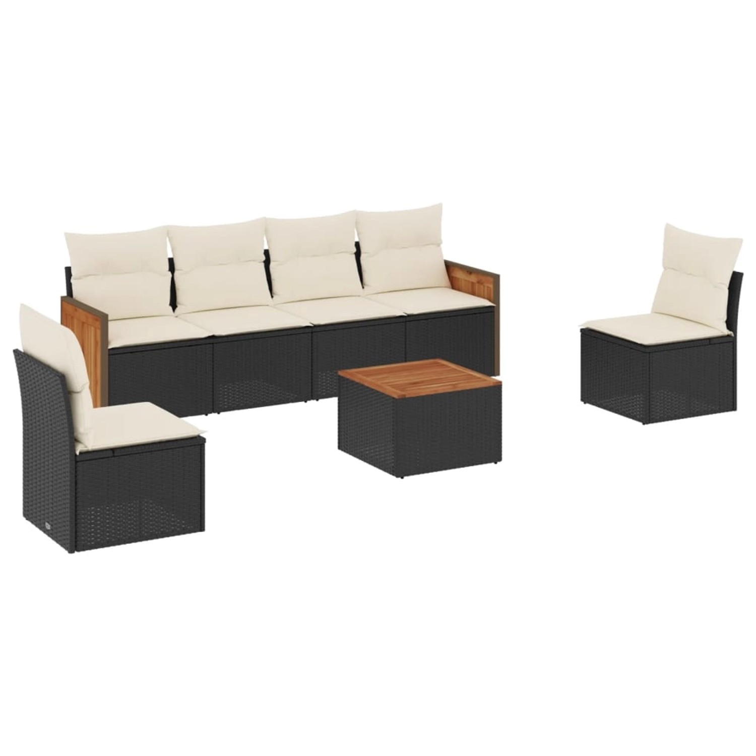 vidaXL 7-Tlg Garten-Sofagarnitur mit Kissen Schwarz Poly Rattan 3259949 günstig online kaufen