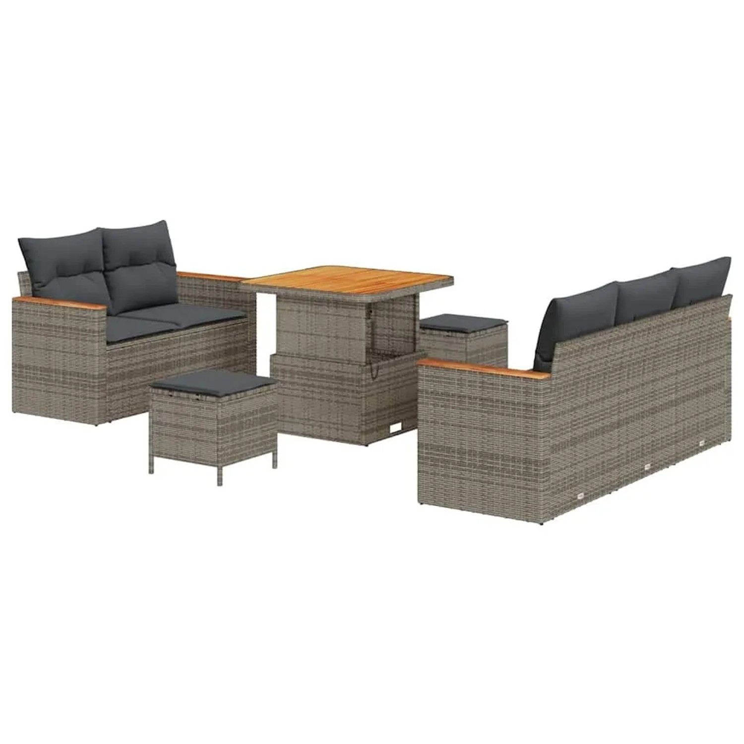 vidaXL Gartensofa-Set mit Kissen 10 Stk Grau Poly-Rattan 3364938 günstig online kaufen