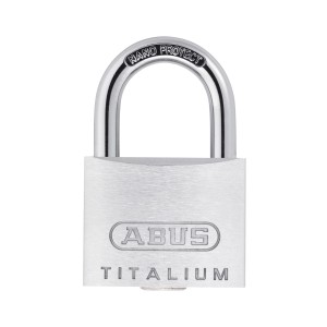 Abus Titalium Vorhangschloss 64TI/20 B/SB aus Aluminium, mit Stahlbügel und Schlüssel.