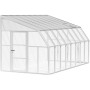 Palram Canopia Gewächshaus Sun Room, 508x257 cm, weiß, mit Polycarbonat-Dach und Acrylglas-Wänden.
