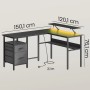Schwarzer Songmics Schreibtisch Brandon mit Schubladen, Steckdosen und LED-Beleuchtung.