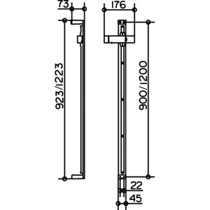 Technische Zeichnung: Keuco Brausestange Edition 11, 900mm, Chrom, mit Brauseschieber.