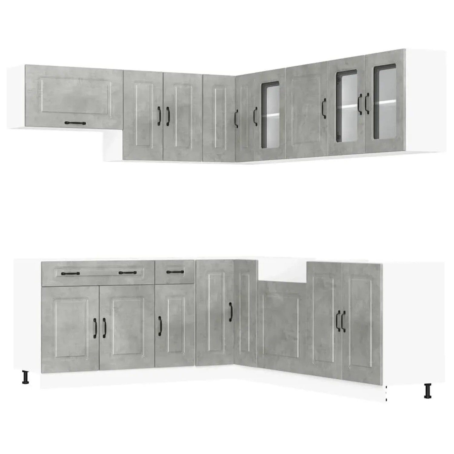 vidaXL 11 Tlg Küchenschrank-Set Kalmar Betongrau Holzwerkstoff 3314915