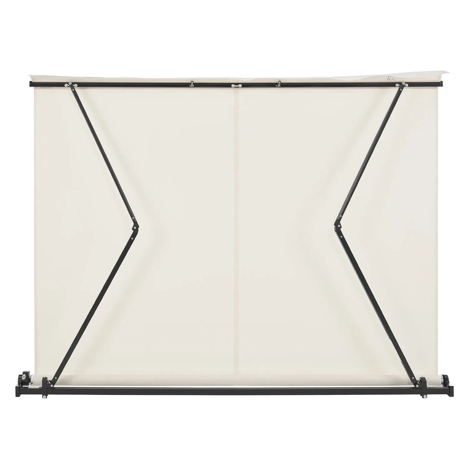 Beige Gelenkarmmarkise 250x200 cm für Balkon und Terrasse, mit schwarzem Gestell.