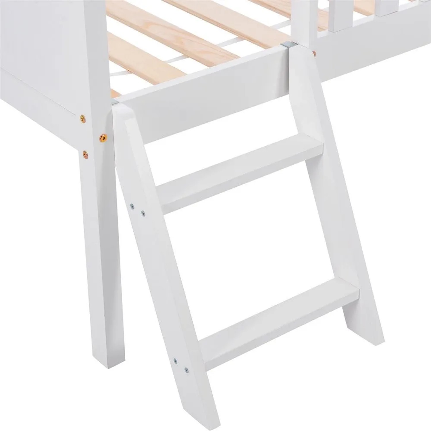 KOMHTOM Hochbett  Kinderbett  Jugendbett 90x200Cm  Mit Schubladen  Staufächern Und Sicherheitsgeländer  Massivholz  Weiß
