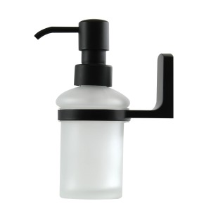 Spirella Taku Seifenspender, matt schwarz, Glas, 200ml, zur Wandmontage.