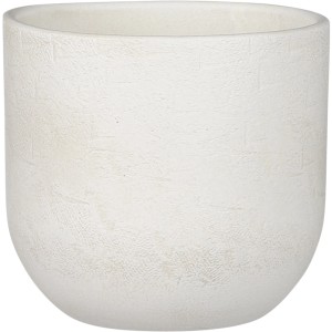 Weißer, runder Übertopf Nora von Mica Decorations, Ø 14 cm.