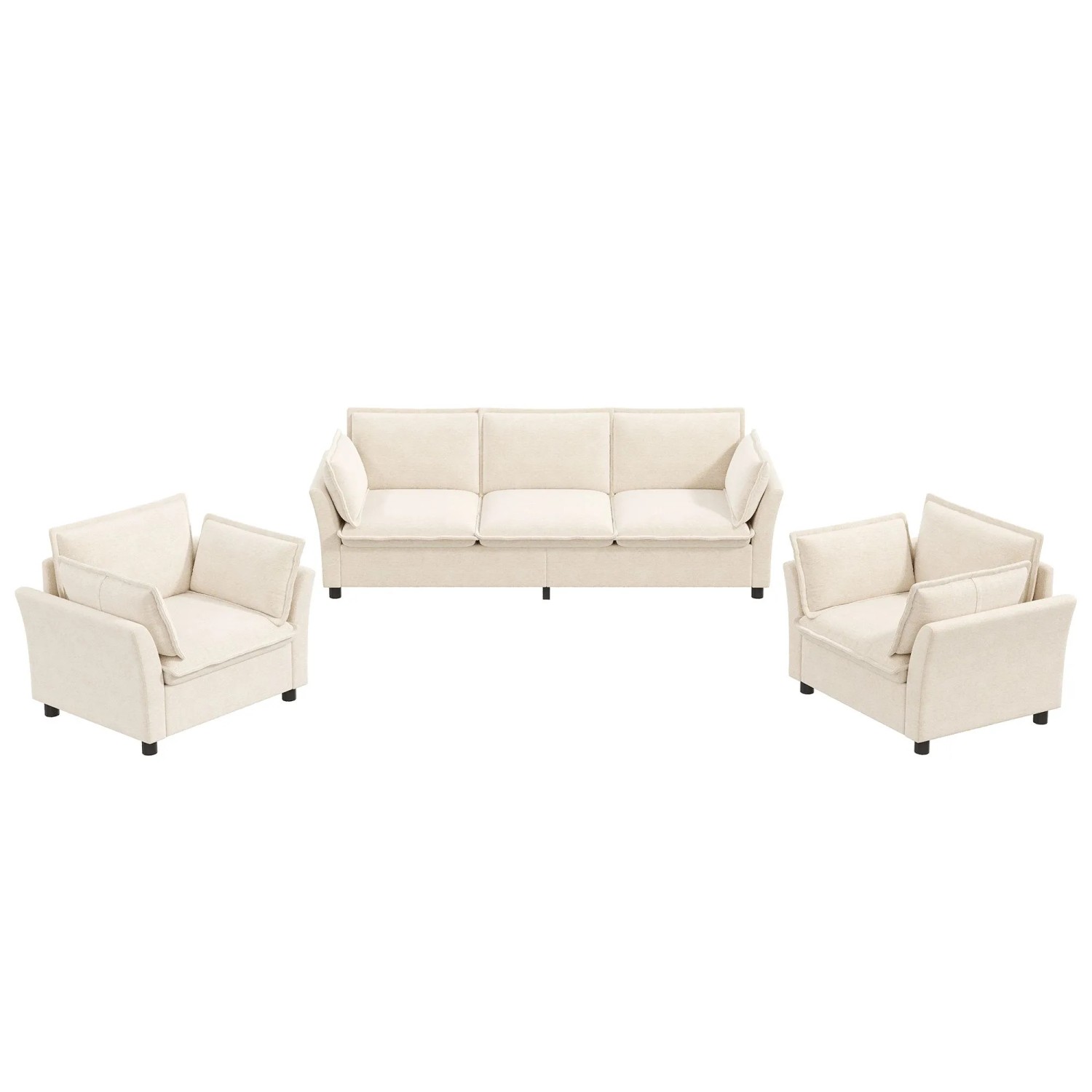Merax Sofa Set 3 1 1 Modular Chenille Cloud Komfort Beige