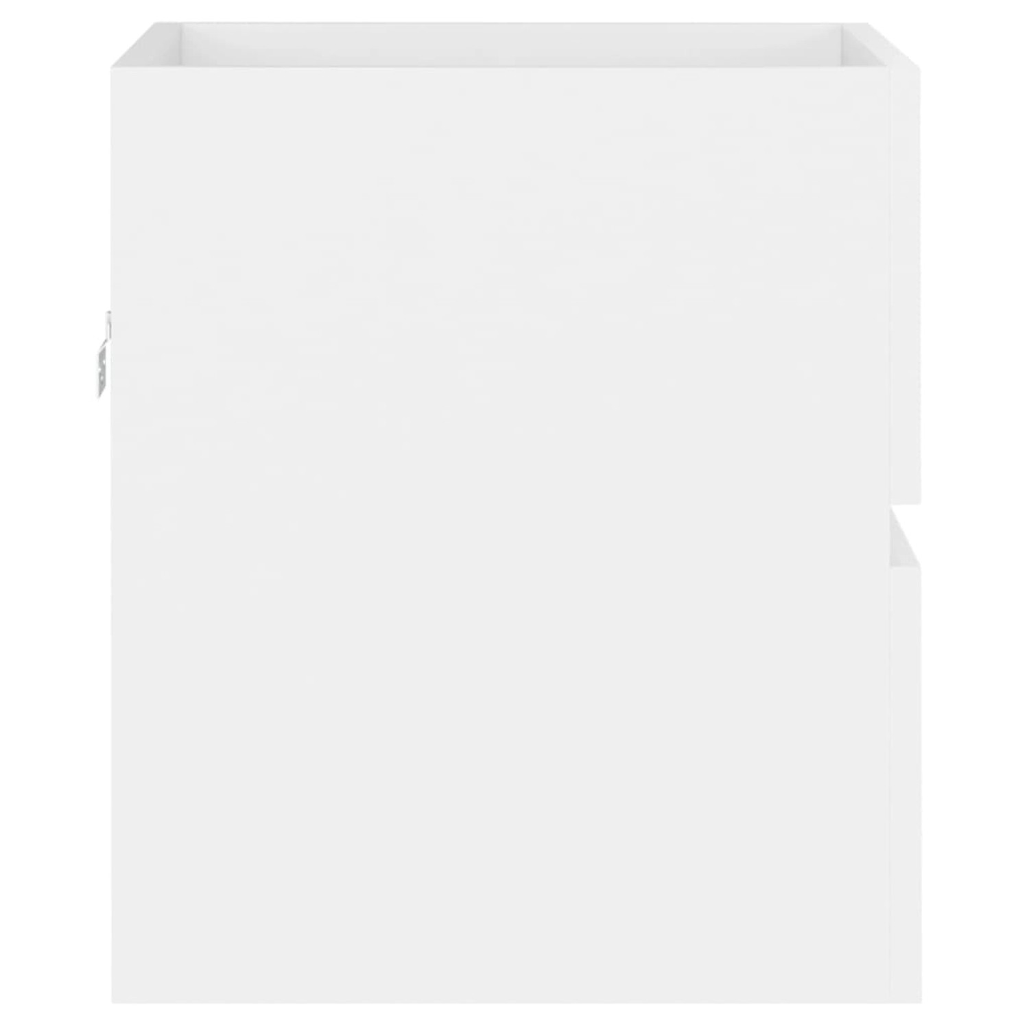 Weißer vidaXL Waschbeckenunterschrank (41x38,5x45 cm) aus Holzwerkstoff mit Schublade.