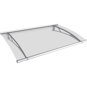 Modernes Pultvordach aus Edelstahl und klarem Acrylglas, 150x95cm, für den Hauseingang.