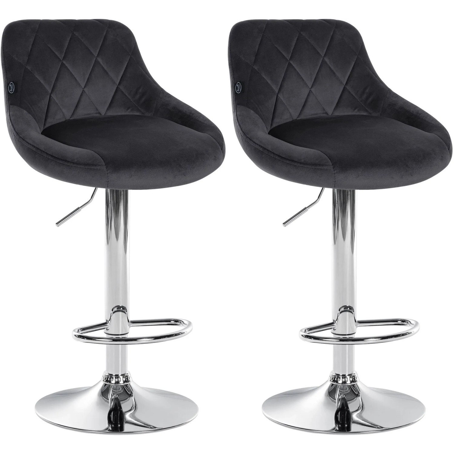 CLP 2er Set Barhocker Lazio Samt Dunkelgrau/Chrom