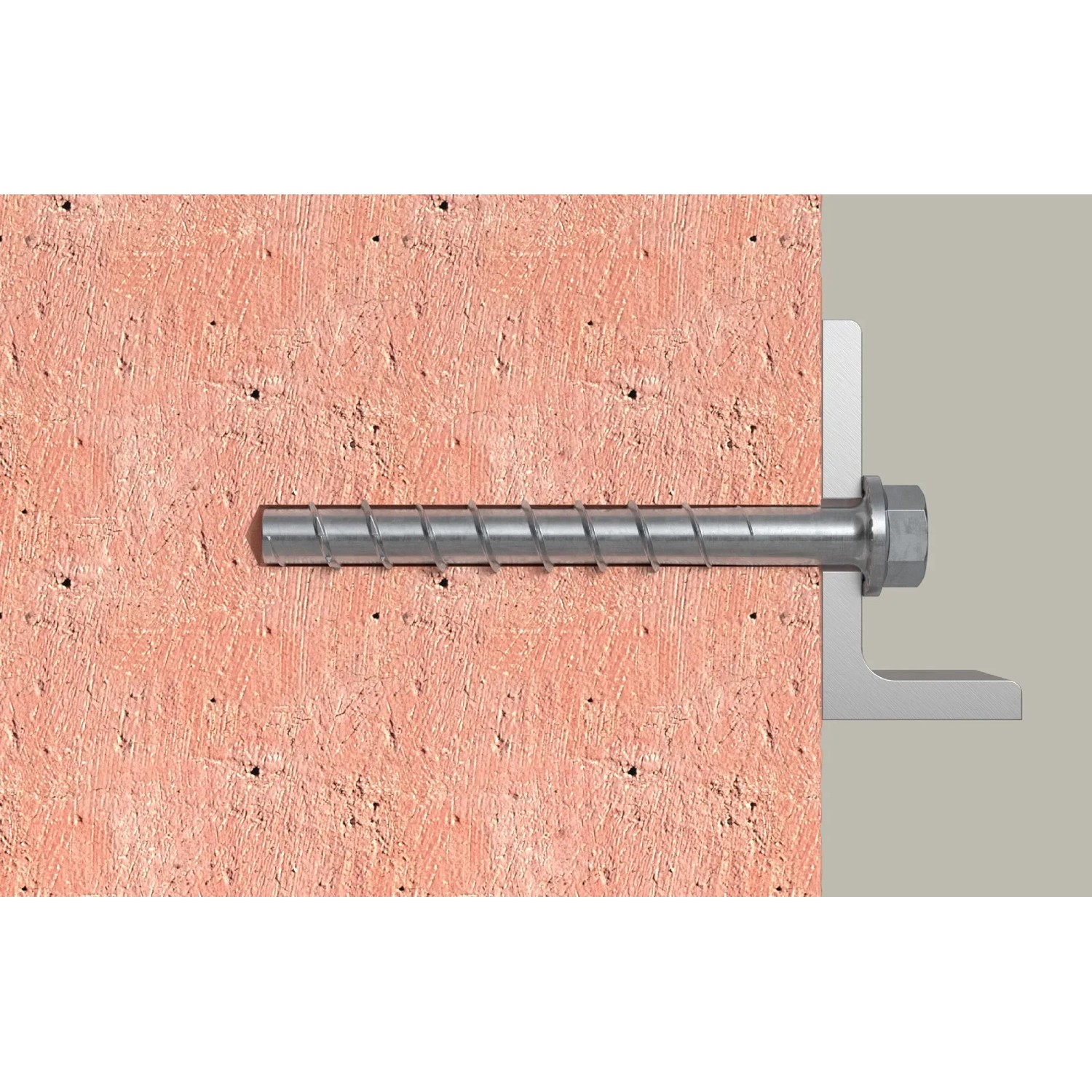 Fischer Betonschraube UltraCut FBS II 8x90 mm mit Sechskant und U-Scheibe im Beton.