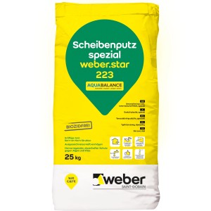 Gelber Sack Weber.Star 223 AquaBalance Scheibenputz mit 3 mm Körnung, 25 kg.