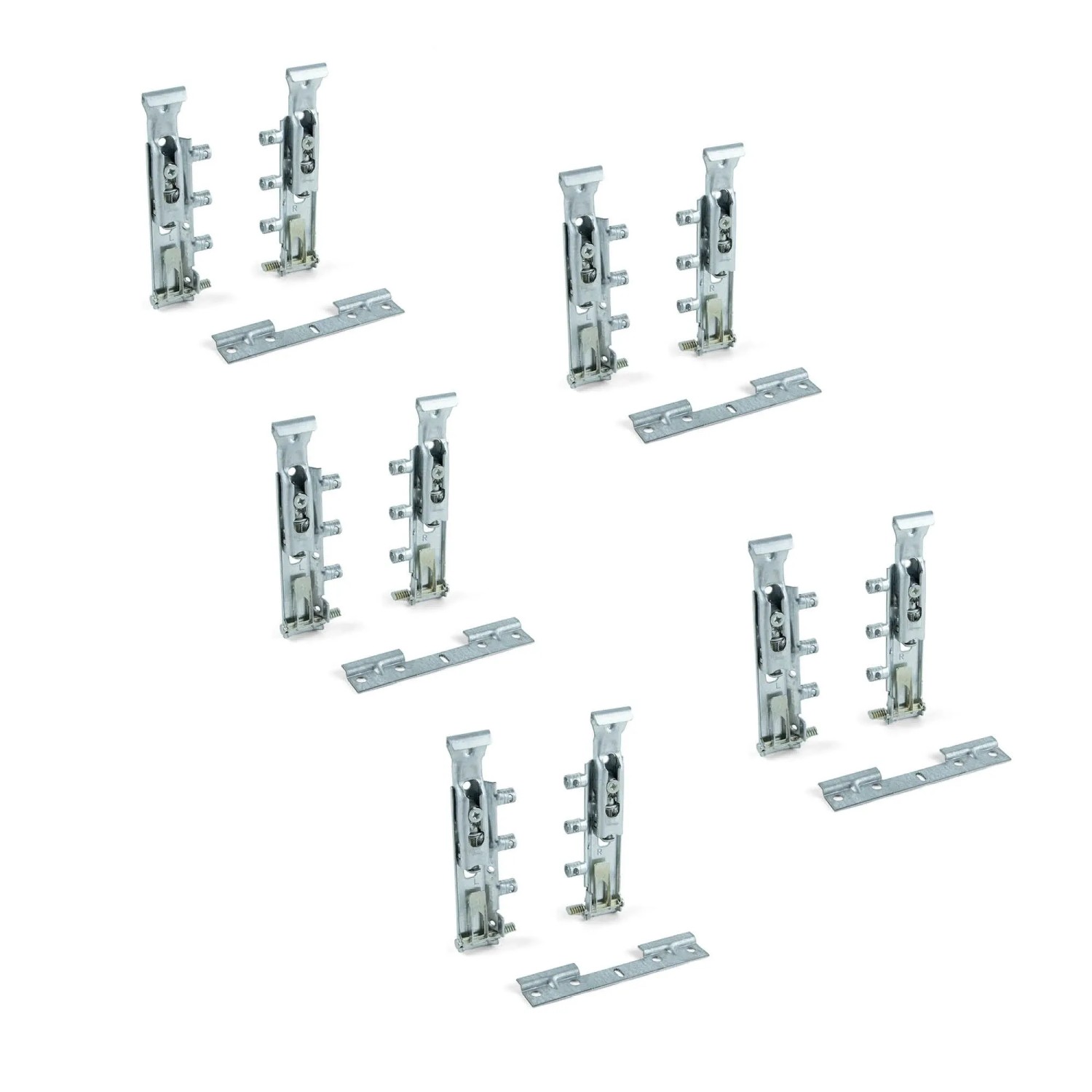 Emuca Satz von 5 set aus Levelup1 Verdeckte Haken für Oberschränke mit Platte Stahl Verzinkt Set Träger