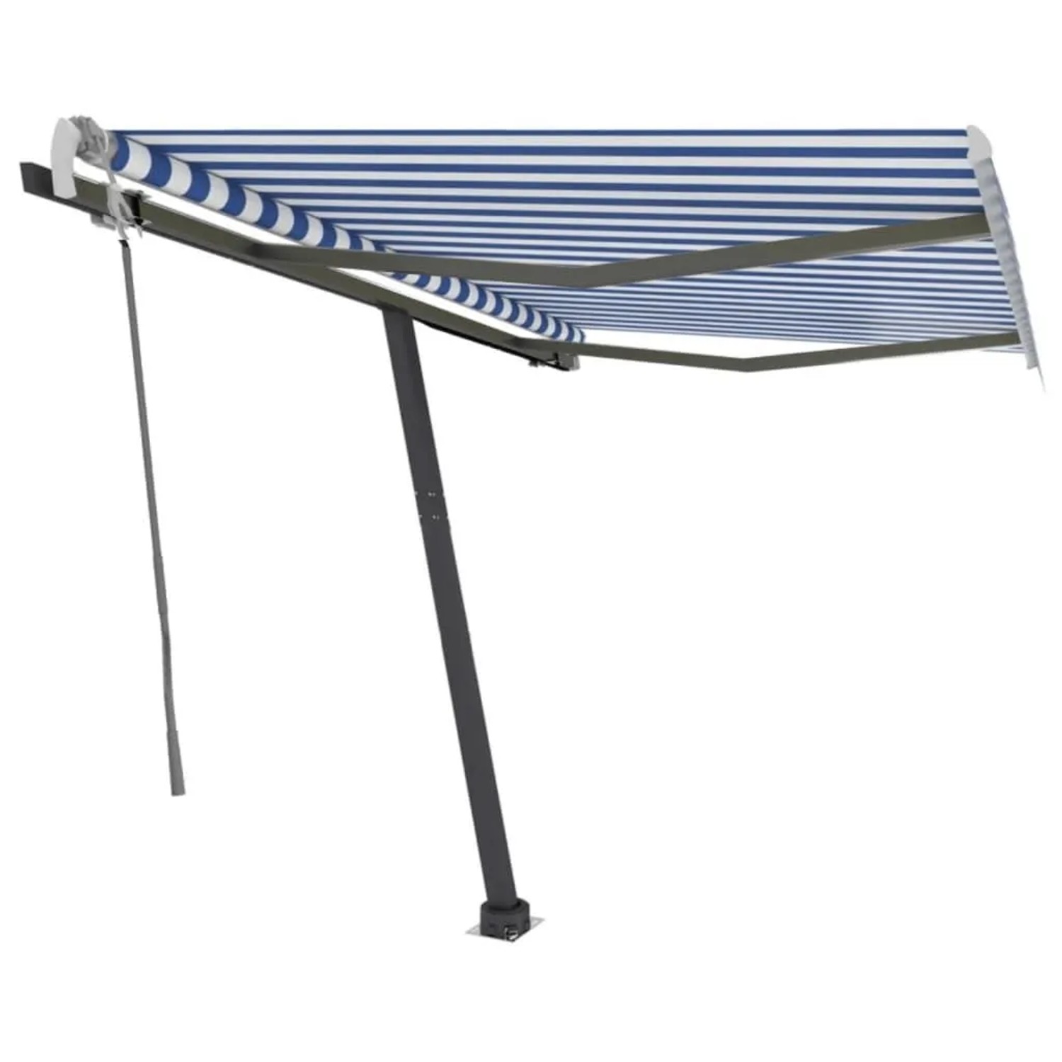 vidaXL Standmarkise Einziehbar Handbetrieben 300x250 cm Blau/Weiß 3069696