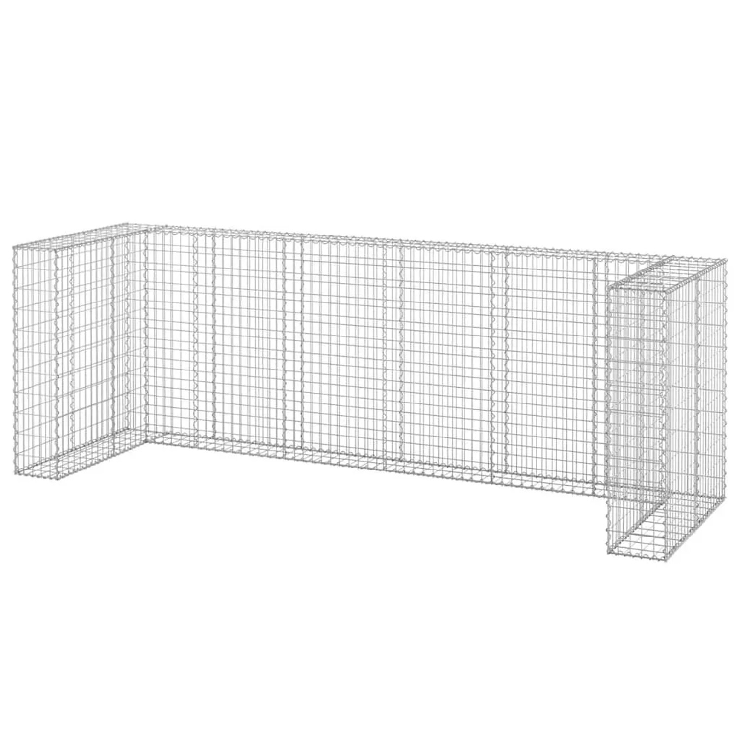 DELUKE 4er Gabionen Mülltonnenbox ESOL 110x325x100cm Mülltonnenverkleidung Für 4 Tonnen Gabionenwand