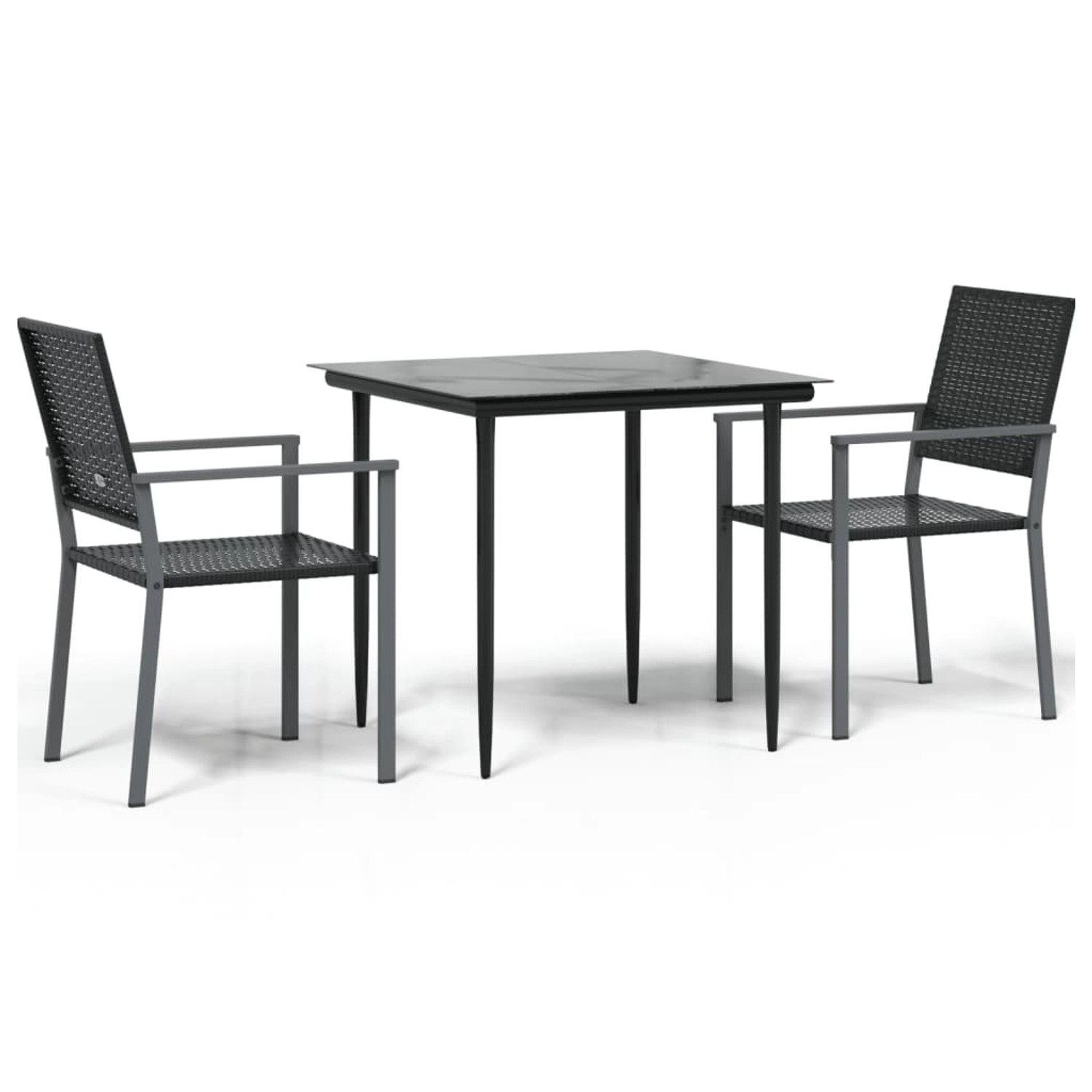 vidaXL 3-Tlg Garten-Essgruppe Poly Rattan und Stahl 3187003