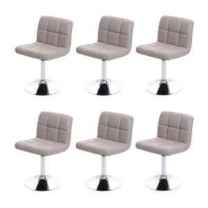 6er-Set Polsterstühle Cadiz in Taupe-Grau mit verchromtem Gestell.