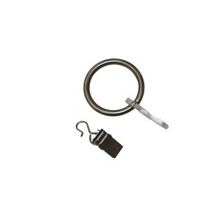 Gardinia Gardinenringe Europa, 10er-Pack, Silber-Satin, für 19 mm Stangen, mit Klammer und Haken.