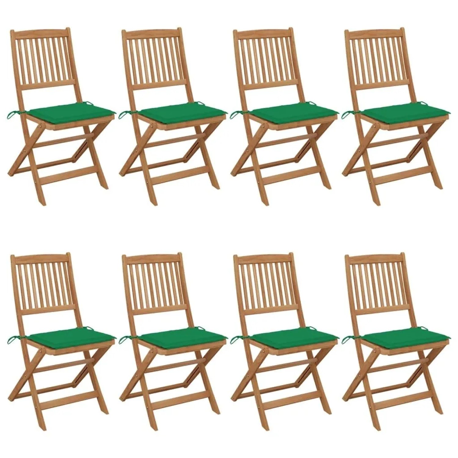 vidaXL Klappbare Gartenstühle 8 Stk mit Kissen Massivholz Akazie 3075026