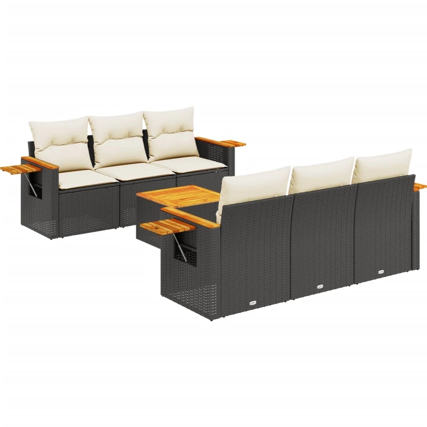 vidaXL 7-Tlg Garten-Sofagarnitur mit Kissen Schwarz Poly Rattan 3259032 günstig online kaufen
