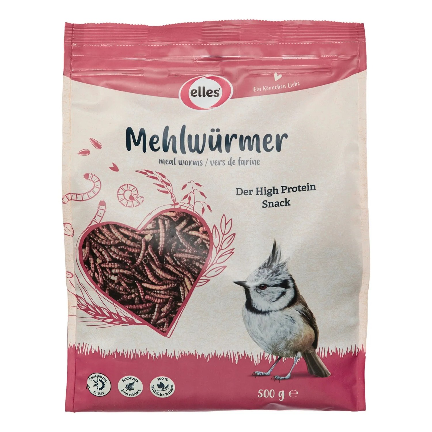 Elles Ergänzungsfutter Mehlwürmer für Wildvögel 500 g