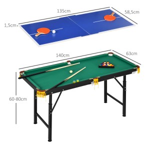 SPORTNOW Multigame Spieletisch: Tischtennisplatte und Billardtisch mit Zubehör.