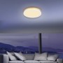 Weiße, runde LED Deckenleuchte Sapana (Ø 29,4 cm) spendet warmweißes Licht im Raum.