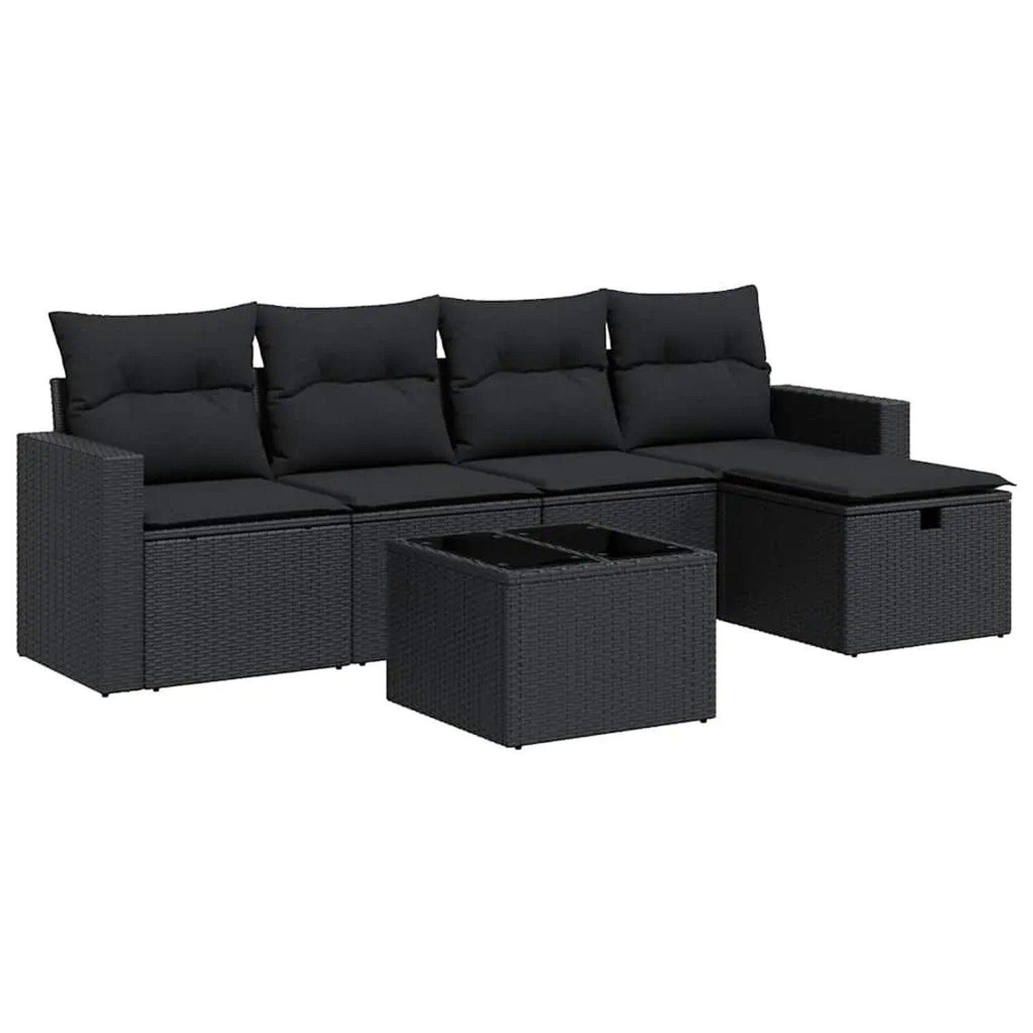 vidaXL 6-Tlg Garten-Sofagarnitur mit Kissen Schwarz Poly Rattan 3325371 günstig online kaufen