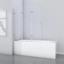 Aurlane Badewannenfaltwand Silver Elegance, 120x140 cm, Chrom, 3-flügelig auf Badewanne montiert.