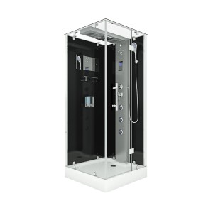 AquaVapore Duschkabine Komplettdusche 90x90cm mit Regendusche, Handbrause und Rückenmassagedüsen.