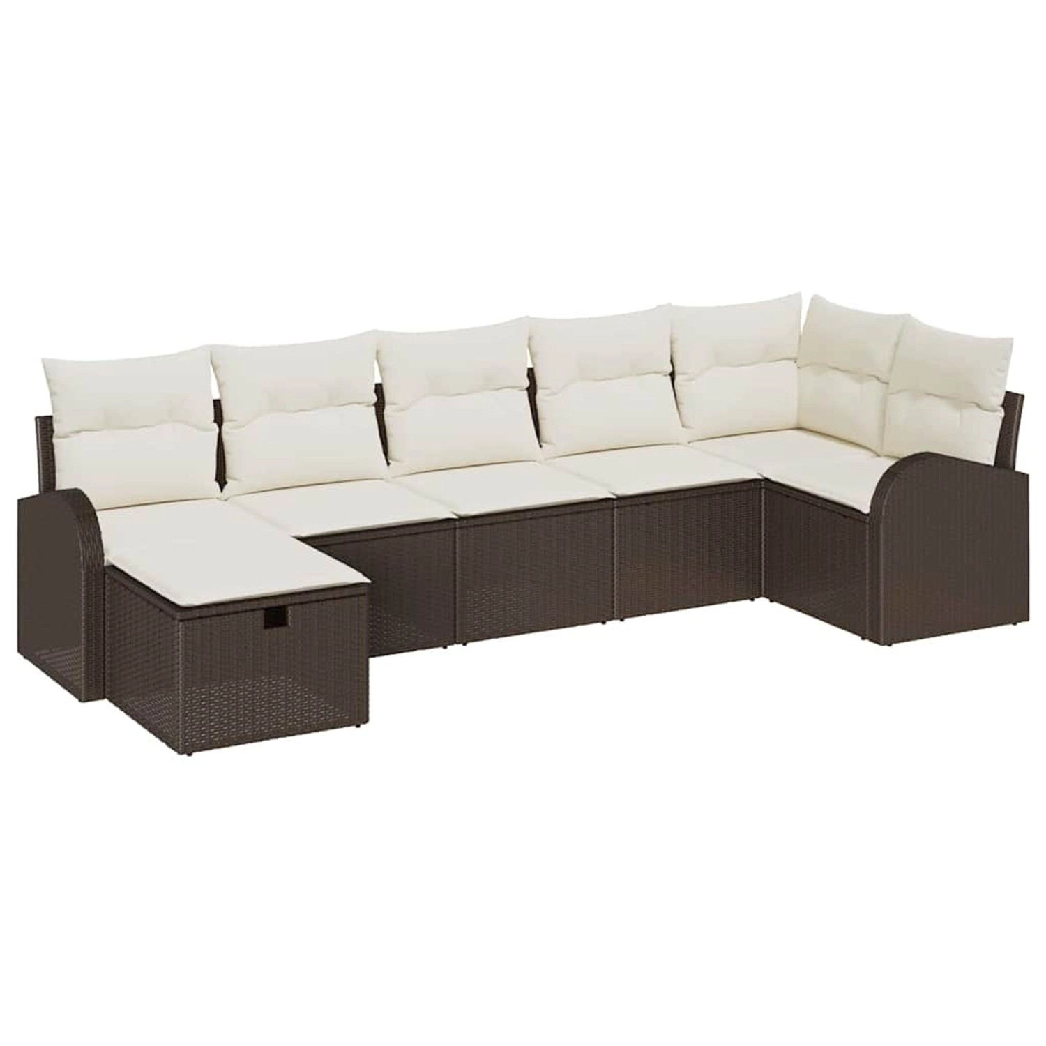 vidaXL Garten-Sofa-Set mit Kissen mit Speicher 7-Tlg Braun Poly Rattan 3360 günstig online kaufen