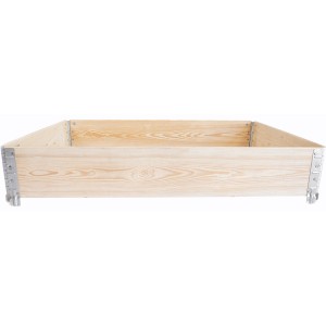 Naturfarbenes Hochbeet aus Palettenrahmen Eco, 120x80 cm, aus Holz und Stahl.