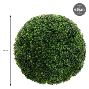 Grüne künstliche Buchsbaumkugel aus Kunststoff, Ø 45 cm, mit dichter Blattstruktur. Pflegeleichte Dekoration.