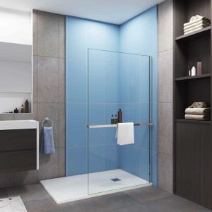 AICA Walk In Duschwand 100x200cm mit Handtuchhalter und Duschregal.