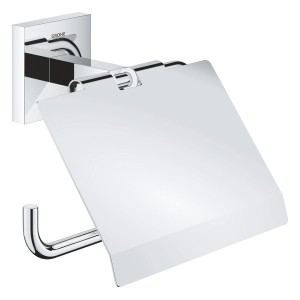 Grohe QuickFix Toilettenpapierhalter Start Cube Chrom mit Deckel.