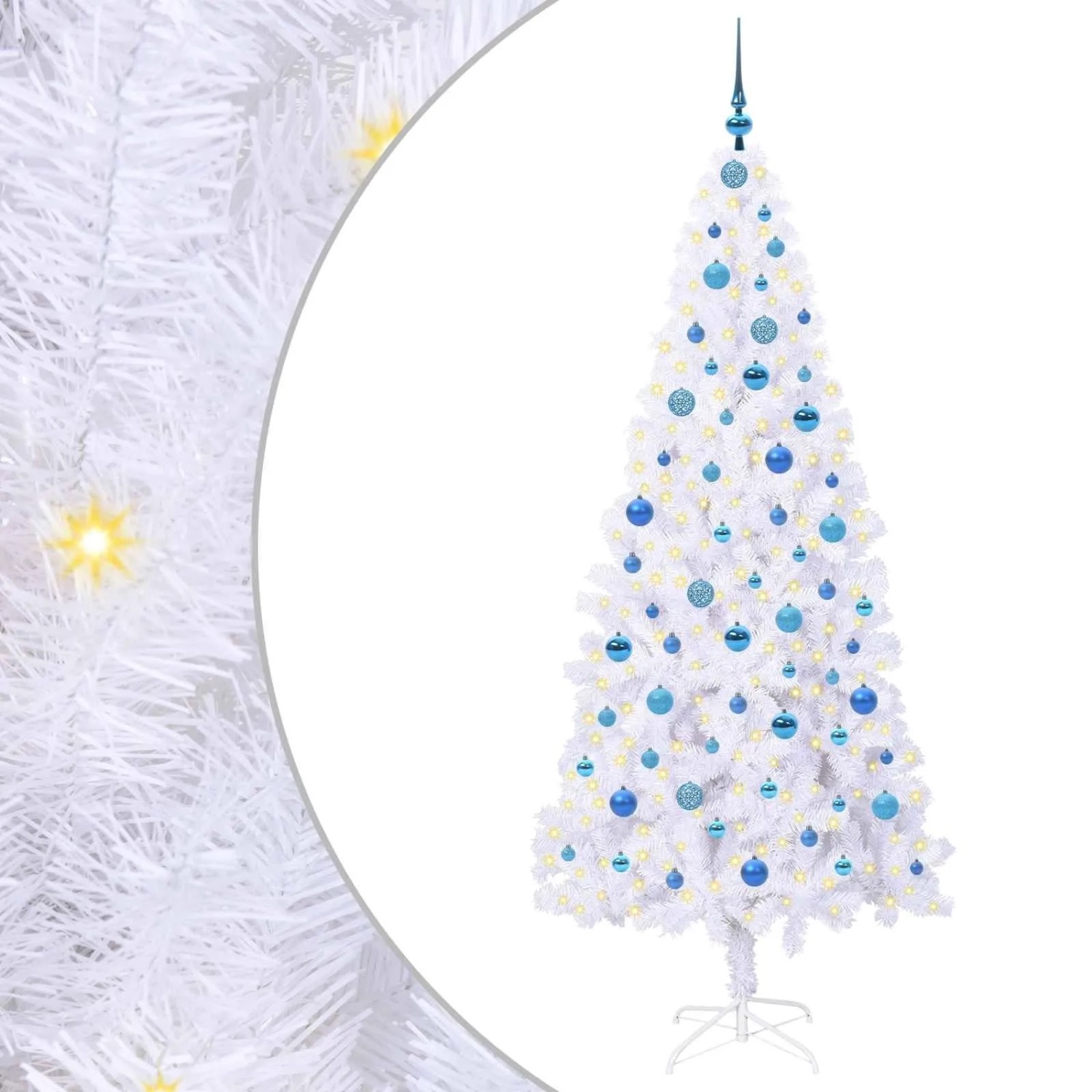 vidaXL Künstlicher Weihnachtsbaum Weiß 210 cm PVC und Stahl 3426673