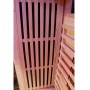 Detailansicht der Dewello Infrarotkabine Kingston aus Hemlock-Holz mit Vollspektrumstrahler.