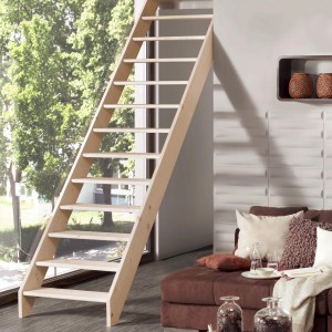 Treppen Intercon Holztreppe Casablanca Raumspartreppe Fichte Massiv Naturbelassen Gerade Mit 80 cm Treppenbreite Ohne Geländer Ohne Setzstufen