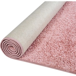 Gerollter Kurzflor Teppich Vital in Rosa, 160x230 cm. Klassischer Teppich für Wohnräume.
