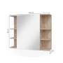 Vicco Badspiegelschrank Fynn in Sonoma Eiche Optik mit offenen Regalen links und rechts.