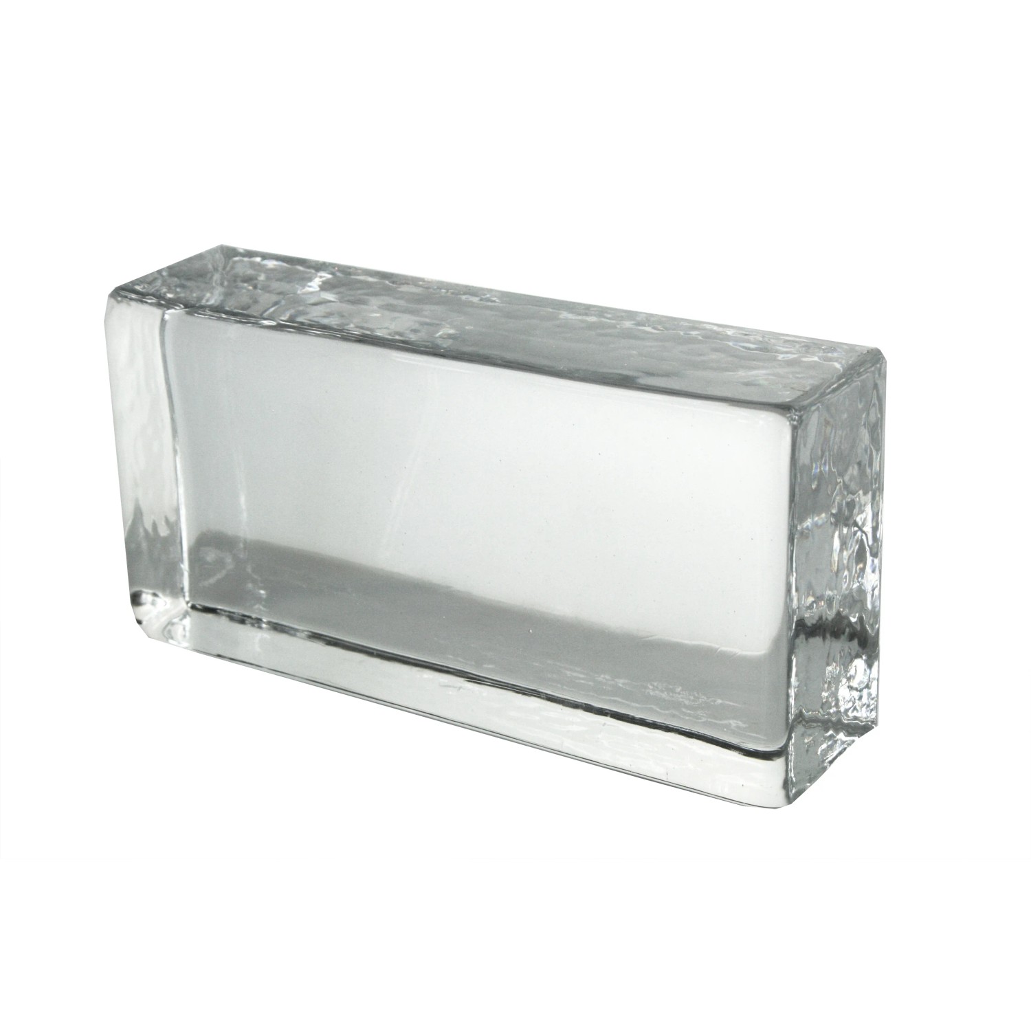 Glasbaustein Crystal Collection, 20x10x5 cm, einseitig satiniert, für dekorative Innenanwendungen.