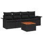 Schwarzes 5-tlg. vidaXL Garten-Sofa-Set aus Poly Rattan mit Tisch.