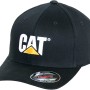 Schwarze Cat Flexfit Kappe (Größe S/M) aus Baumwolle mit Cat Logo für Arbeitskleidung.