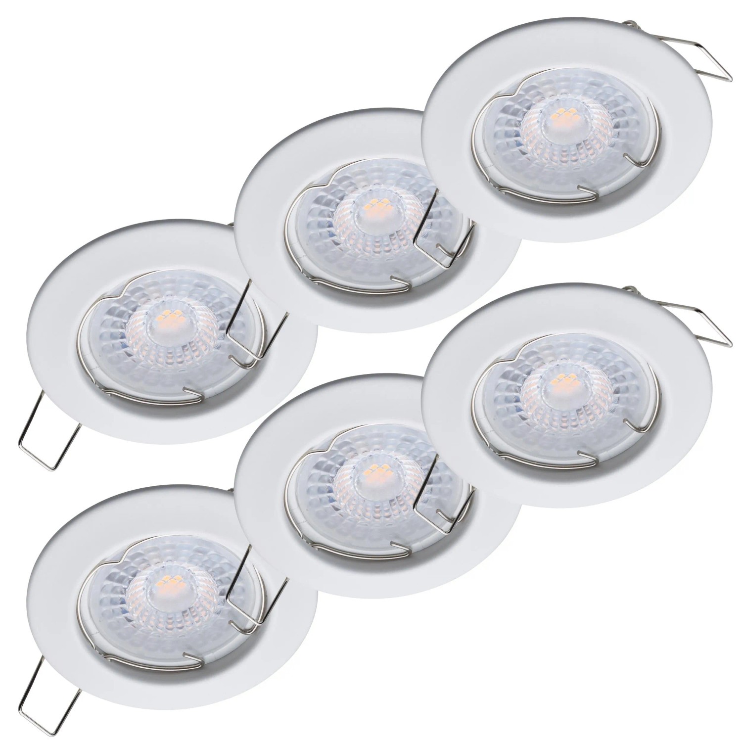 Oktaplex Sedan 6er Set Weiß LED-Einbaustrahler Energieeffizienzklasse A Warmweiß 3000K 1,9W 230V 60mm Lochmaß Flach
