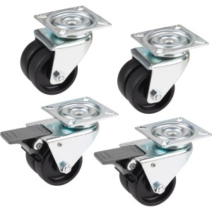 Doppelrollen-Set, 4-teilig, Ø 50 mm, mit Feststeller, für Möbel, Rollen & Räder.